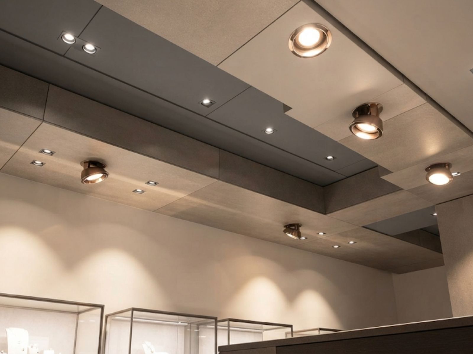 Ceiling and lighting design for a jewelry store